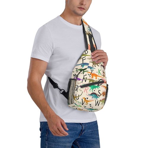 Luirioe Dinosaur Sling Bag Crossbody Backpack Hiking Travel Daypack Chest Bag Lightweight Shoulder Bag For Women Men