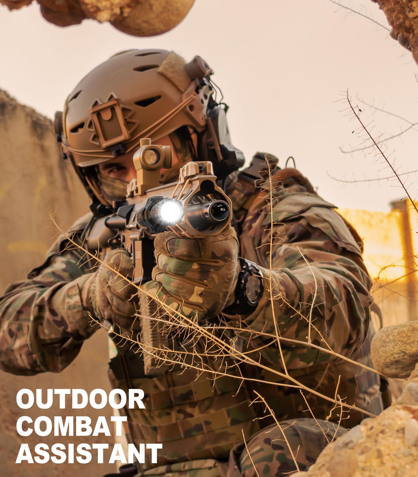 Feyachi Rechargeable Tactical Flashlight 1500 Lumen, with Strobe, USB-C Charging, IPX7 Waterproof, Includes Pressure Switch & M-Lock Mounts