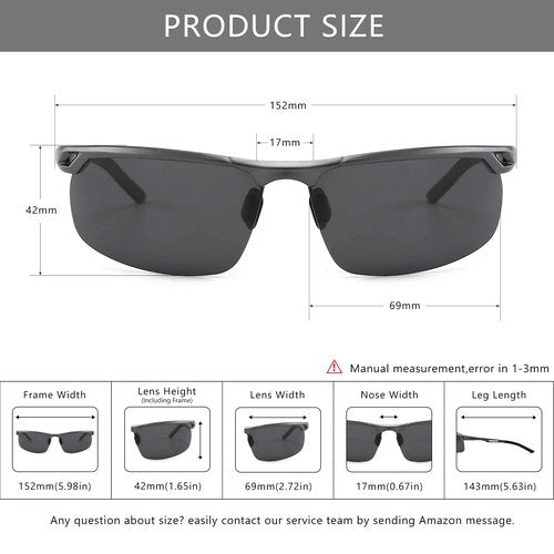 SUNGAIT Mens Women Polarized Sports Sunglasses +Baseball Fishing Driving Sunglasses +Al-Mg Frame UV400 Protection (Gunmetal Frame/Gray Lens)