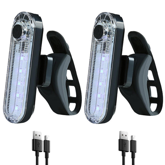 2 Pack USB Rechargeable LED Bike Tail Light Bicycle Rear Cycling Night Essential Reflector Seat Back Safety Lamp 4 Modes Waterproof Bright Warning Flash MTB Light for Men Women Kids (White)