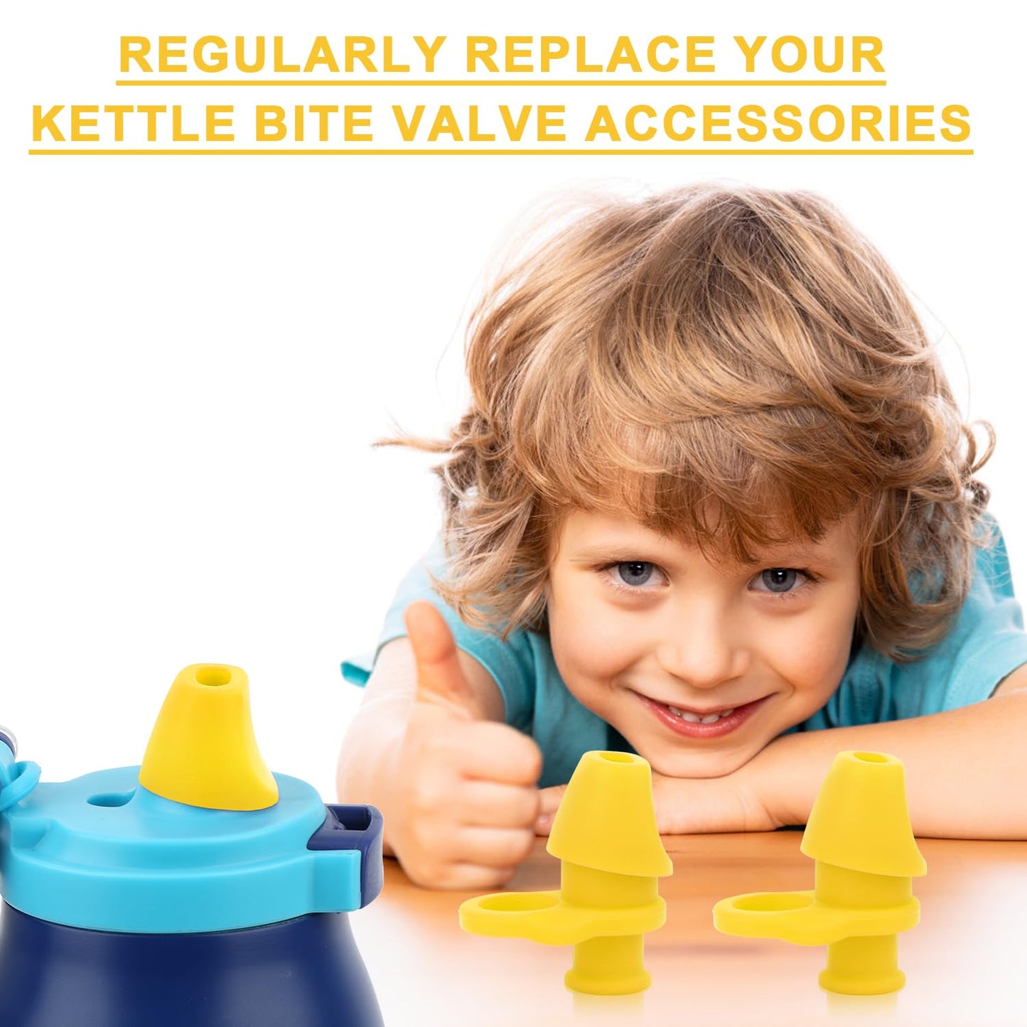 4pcs Bite Valve Replacement for Ello Emma 14oz Kids Water Bottle, Silicone No BPA Water Bottle Spout Replacement Compatible with Ello Kids Colby 12oz Water Bottle (Yellow)