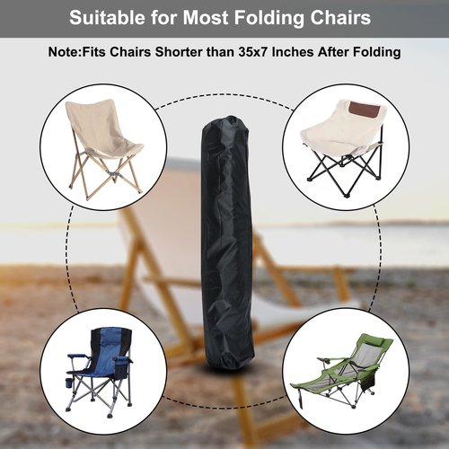 Riuog Camp Chair Replacement Bag, 35 x 7in Protective Carrying Chair Bag with Drawstring Strap for Foldable Chair, Folding Lawn Chair, GCI Rocker Chair, Tent Pole, Black (Black)