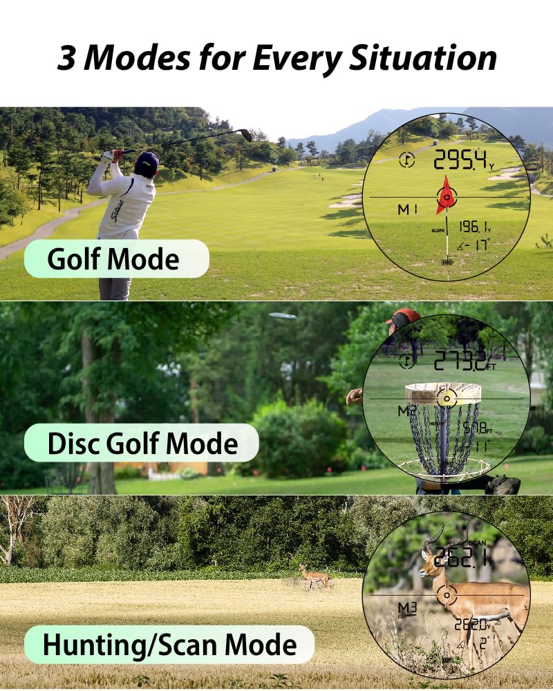 Gogogo Sport Vpro Golf Hunting Range Finder 2500 Yards Laser Rangefinder ZeroIn Disc Golfing with Slope Magnet (Black)