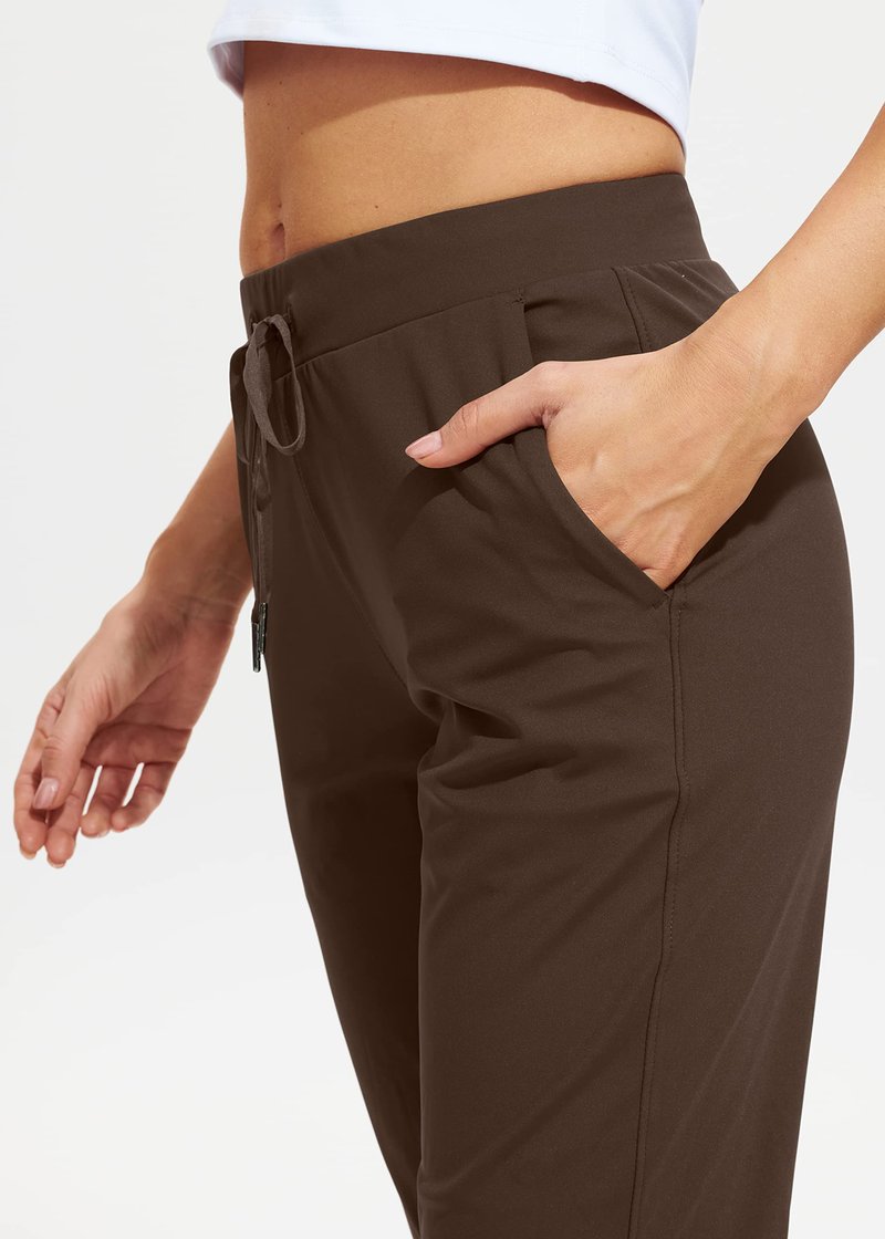 Libin Women's Joggers Pants Athletic Dance Sweatpants with Pockets Running Tapered Casual Pants for Workout,Lounge, Brown XS