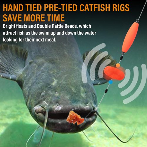 6PCS kaleodam Catfish Rigs Catfish Float Rigs Catfishing Tackle Santee Rig Circle Hooks for Peg Floats Catfish (Type B)