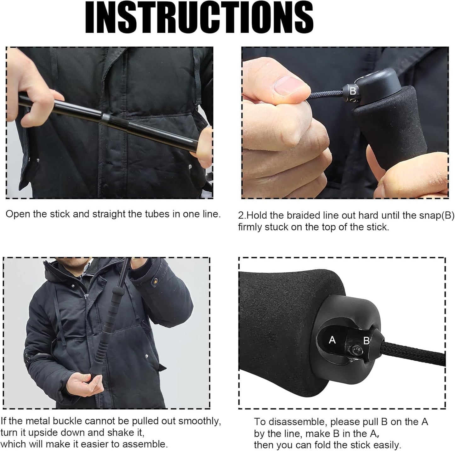 Aventik Fold-able Wading Staff Water Depth Safety Warning Sign Coated Stainless Steel Core T7075 Aluminum Body Corrosion Resistance