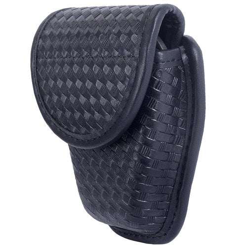 TAFTACFR Molded Single Handcuff Pouch Case Holder for Duty Belt, Law Enforcement With Removable Top Cover and Hidden Snap, Basketweave