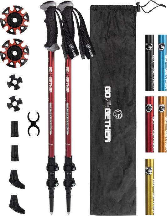 Aluminum Trekking Poles - Quick Adjustable Locks, Comfort Handle, Padded Strap, Snow Baskets - Walking Sticks Suitable for Hiking, Walking
