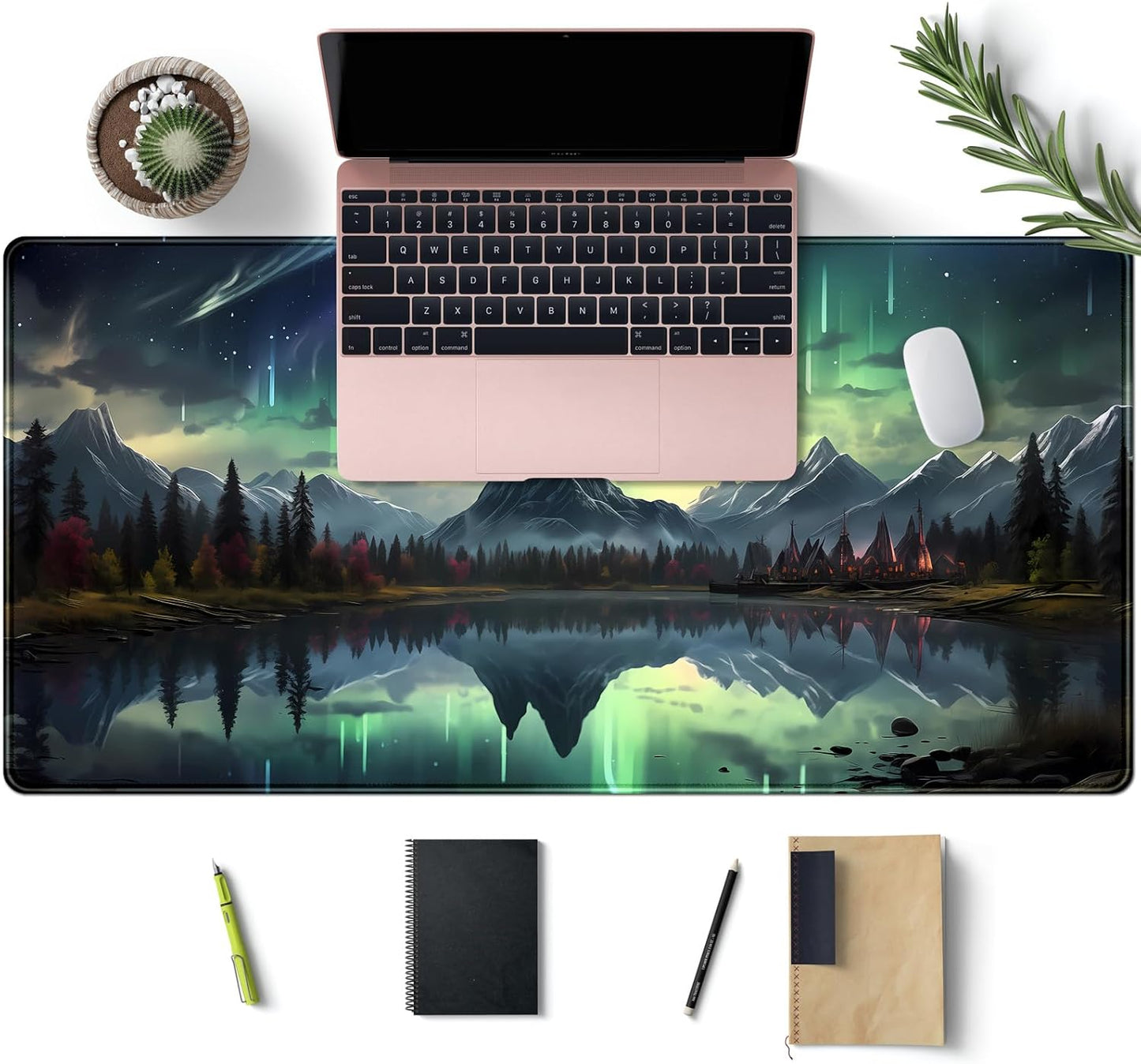 Japanese Desk Mat Riverside Full Moon Desk Pad Black Red Large Mouse Pad Gaming Mousepad Extended XXL Keyboard Pad 31.5 x 15.7 in Laptop Computer Mouse Keyboard Mat for Office Desk Decor