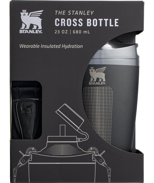 Stanley Cross Bottle 23 oz | Travel Water Bottle with Jacquard Strap | Leakproof Tritan Lid with Removable Straw | Insulated Stainless Steel | BPA-Free | Black