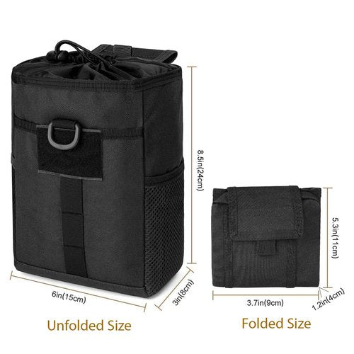 Molle Dump Pouch Roll-Up Drawstring Magazine Utility Pouch Folding Dump Bag (Black 1 pc)