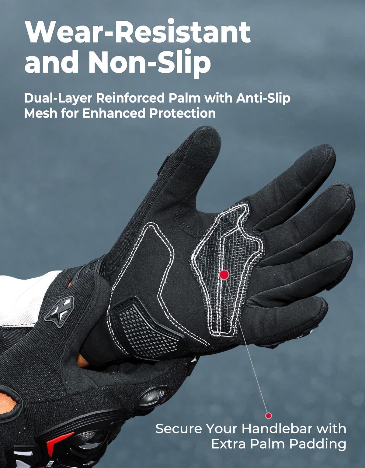 KEMIMOTO Motorcycle Gloves for Men, Touchscreen Cycling Gloves for Outdoor Sports On-Road Off-Road Mountain Motorcycle Motorcross Motorbike Dirt Bike Bicycle Racing ATV UTV
