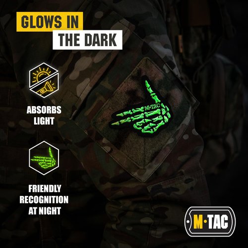 M-Tac Morale Patches - Embroidery Skeleton Hand - Skull Ghost Skeleton Finger - Morale Badge for Tactical Military Army Gear with Hook Fastener (Shooter)