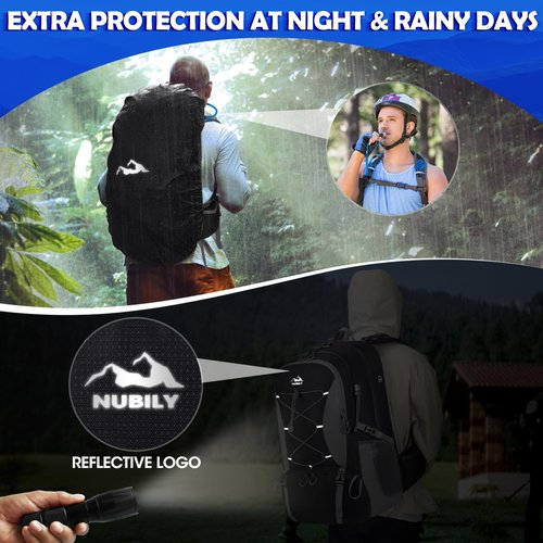 NUBILY 50L Hiking Backpack Waterproof Camping Backpack for Men Women with Rain Cover Lightweight Hiking Daypack Outdoor Travel Dackpack