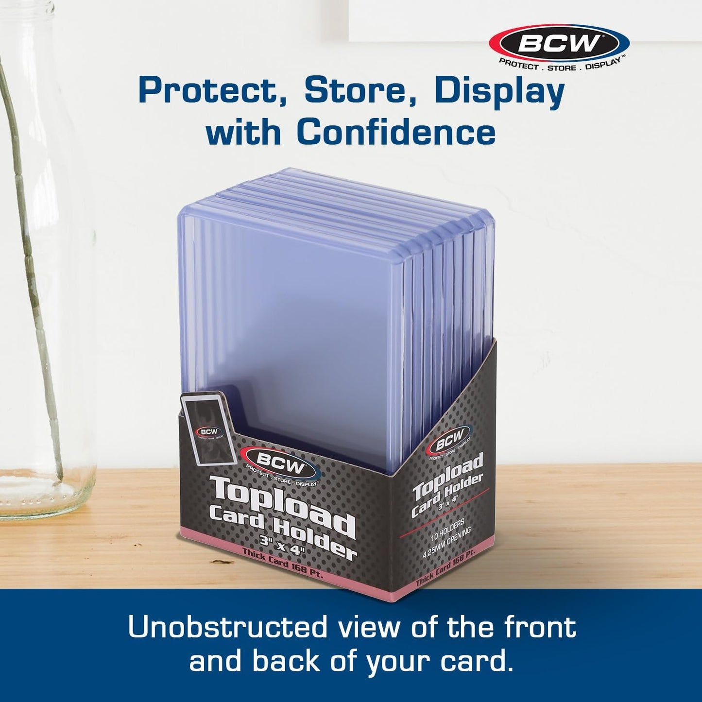BCW 108 PT. Thick Card Topload Holder - Pack of 1 | Durable Rigid PVC Toploader | Toploaders for Memorabilia, Jersey, Patch, and Relic Cards