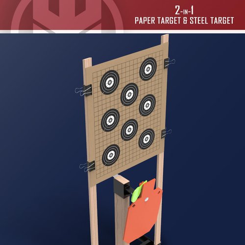 KNINE OUTDOORS Target Stand System 12x20 inch AR500 Steel Hostage Reactive Shooting Target 3/8" Thick with 2x4 Target Stand Kit (12x20 inch and 3/8" Thick Target Stand System)