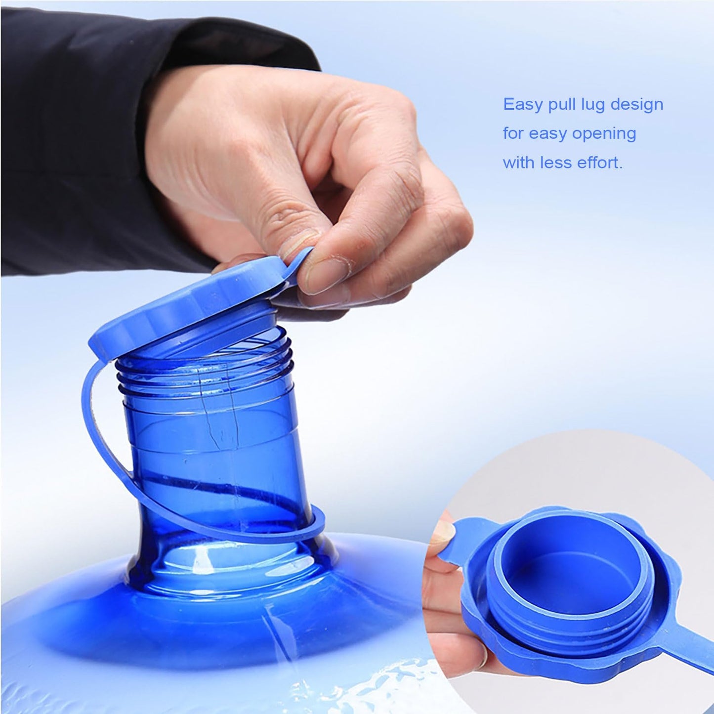 (6Pcs） 3 & 5 Gallon Water Jug Cap for 55mm Standard/Screw/Crown Tops Water Bottle,Non-Spill & Leak Free,Reusable Food Grade Silicone Replacement Cap
