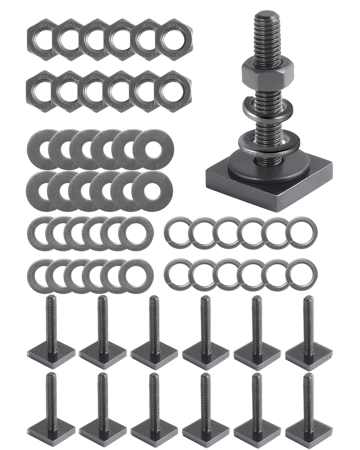 T Slot Bolts for Thule, Yakima Roof Rack Cross Bars, Platform, Cargo Basket, Stainless Square T Track Bolt Adapter to Secure Bike/Ski/Kayak Rack, Solar Panel, Awning, 4mm Thick