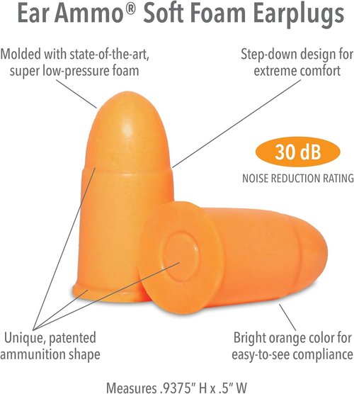Mack's Ear Ammo Shooting Ear Plugs - Soft Foam, 44 Pair - Shooting Ear Protection for Hunting, Tactical, Target, Skeet and Trap Shooting | Made in USA