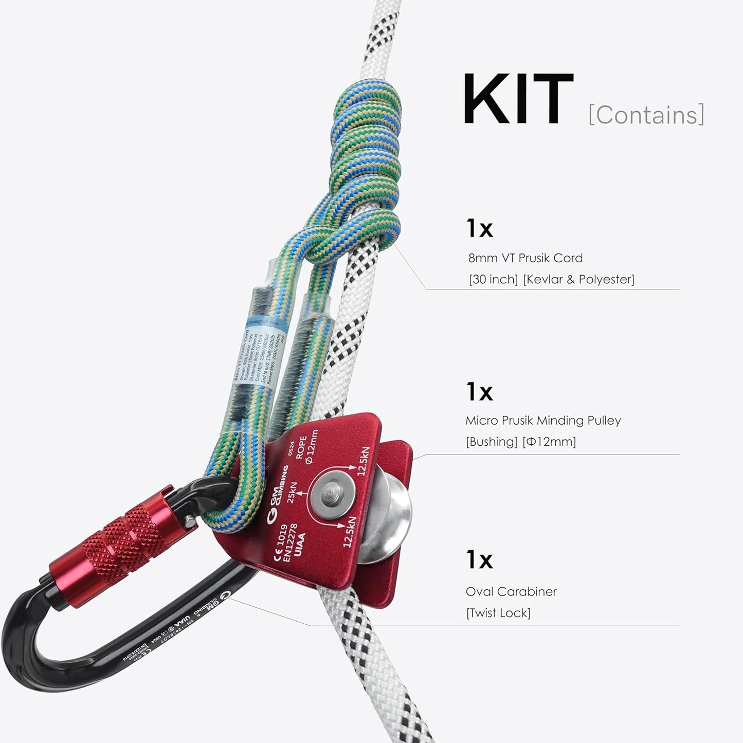 GM CLIMBING Micro Prusik Minding Pulley 25kN CE UIAA Certified 12mm Single Pulley Mobile Side Plates for Arborist Rigging Climbing Rescue