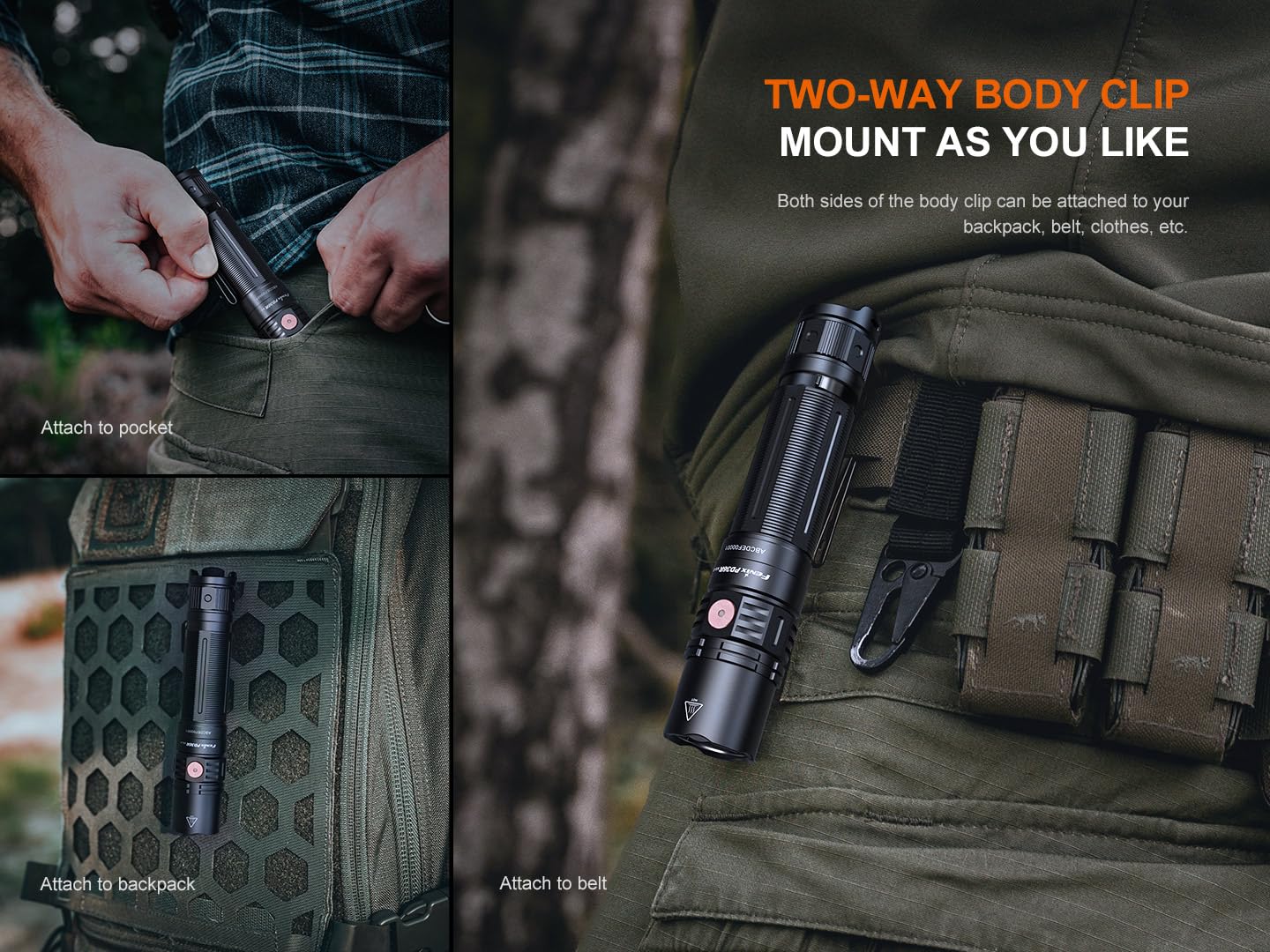 Fenix PD36R V2.0 Tactical Flashlight, 1700 Lumen USB-C Long Throw Rechargeable EDC Work Police Duty Patrol Search and Rescue, Emergency with LumenTac Organizer