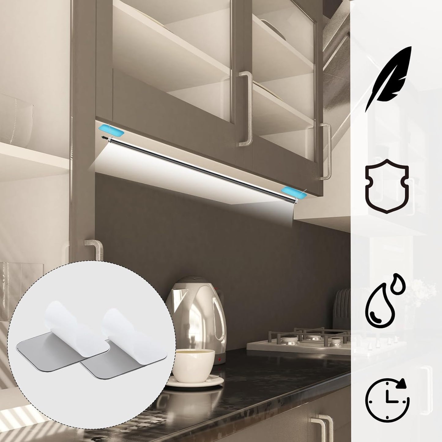 12 Pcs Magnetic Strips with Adhesive Backing, 2.56x1.77in/6.5x4.5cm Traceless Magnet Sheets with Adhesive Replacement Kitchen Cabinet Magnets for Cabinet Lights