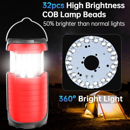 Camping Lights Hand Crank Solar Camping Lantern, Portable Ultra Bright LED Torch 5000MAH Rechargeable Led Flashlight Tent Lights, USB-C Charger Electronic Lantern for Emergency Hurricane