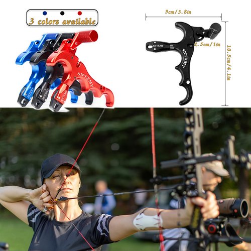 sntxmy Bow Release for Compound Bow, Archery Release Trigger, Compound Bow Release, Thumb Release. (4 Finger Bow Release, Black)
