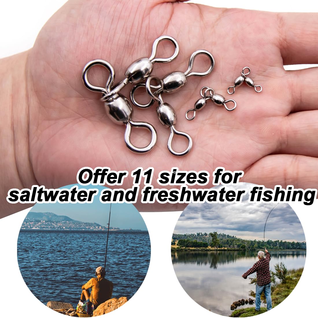 9KM DWLIFE 3 Way Stainless Steel Crane Swivels Fishing Barrel Swivels Fishing Tackle Catfish Rig Swivels Fishing Line Connector for Saltwater Freshwater-6 * 7# 25pcs