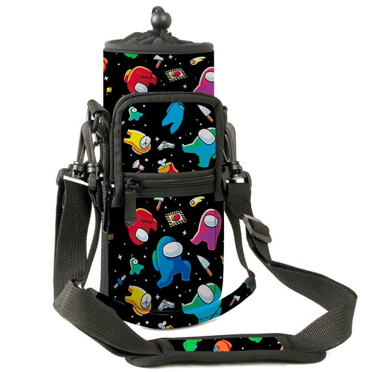 ARIYIDA 25oz & 40oz Water Bottle Carrier Bag, Water Bottle Holder, Adjustable Shoulder Hand Strap Pocket Sling Sleeve for Men/Women Walking Camping Travel work (RYD-WBH-3, 25oz)