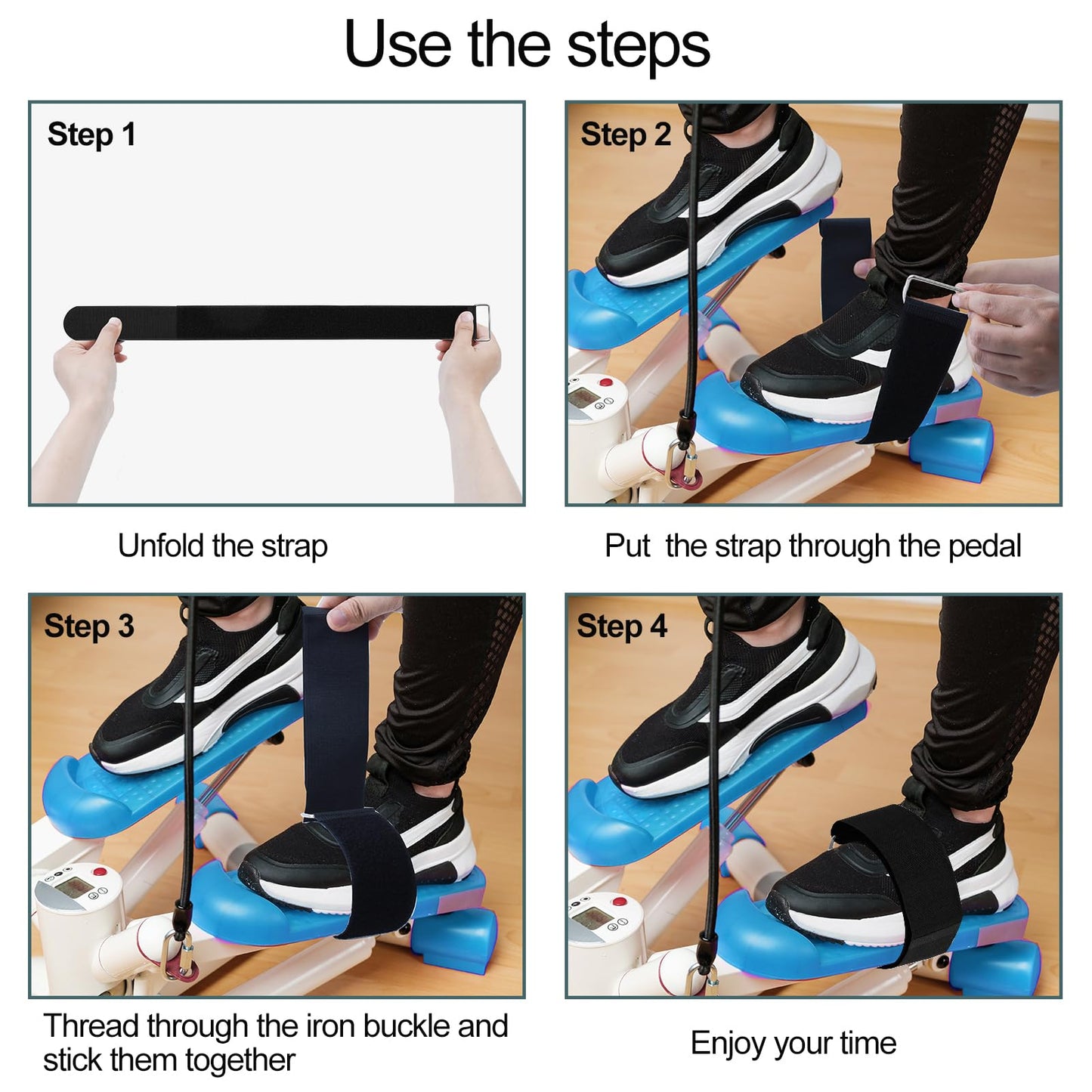 6pcs Adjustable Pedal Straps for Ellipse Leg Exerciser Machine, Feet Pedal Strap Under The Desk Leg Training Exerciser Fitness Strap Home Office Sports Accessories for Fit Foot Prevent Slipping