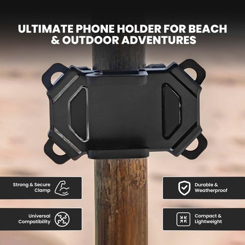 Phone Holder for Your Beach Pole Umbrella and Chairs - Securely Attaches Your Smart Phone to Your Beach Pole Umbrella (All Types) to Keep It Safe and Out of The Sand While Chillin' at The Beach