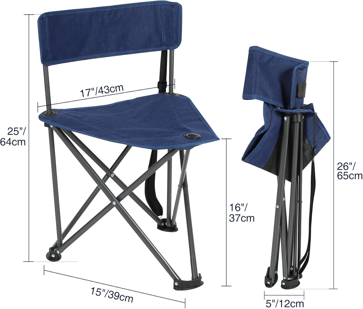 REDCAMP 2 Pack Tripod Hunting Chairs for Blinds, Folding Lightweight Portable Fishing Chair for Adults Hunting Stools with Backrest, Golf Chairs for Spectators, Camo
