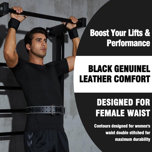Weight Lifting Belt and Wrist Straps, Weightlifting Belt for Women with 4 inch Padded Lumbar Support Belt for Weightlifting, Deadlift, Strength Training, Powerlifting & Squats Exercise(A-Black/XS)