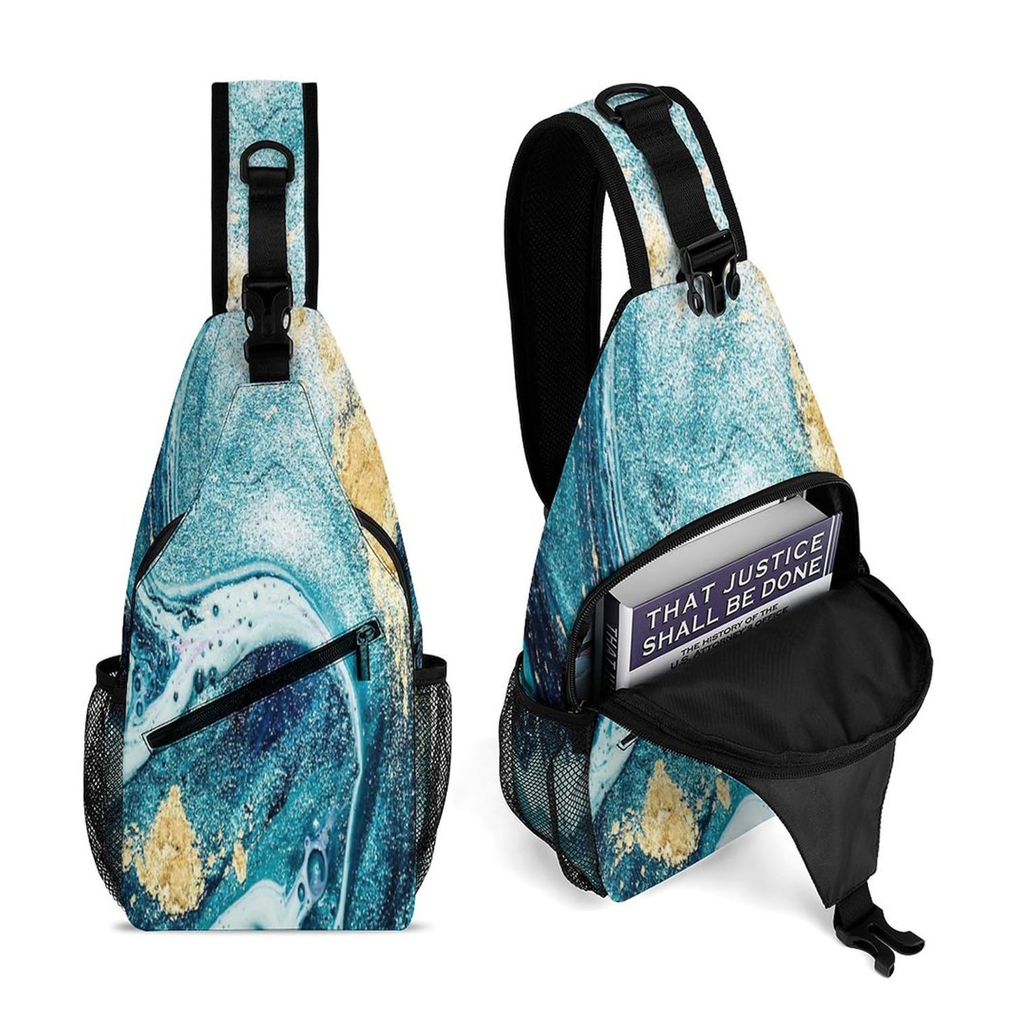 IMPCOKRU Sling Bag for Men Women Crossbody Backpack Marble,Lightweight Shoulder Backpack for Causal Sport Travel Hiking.