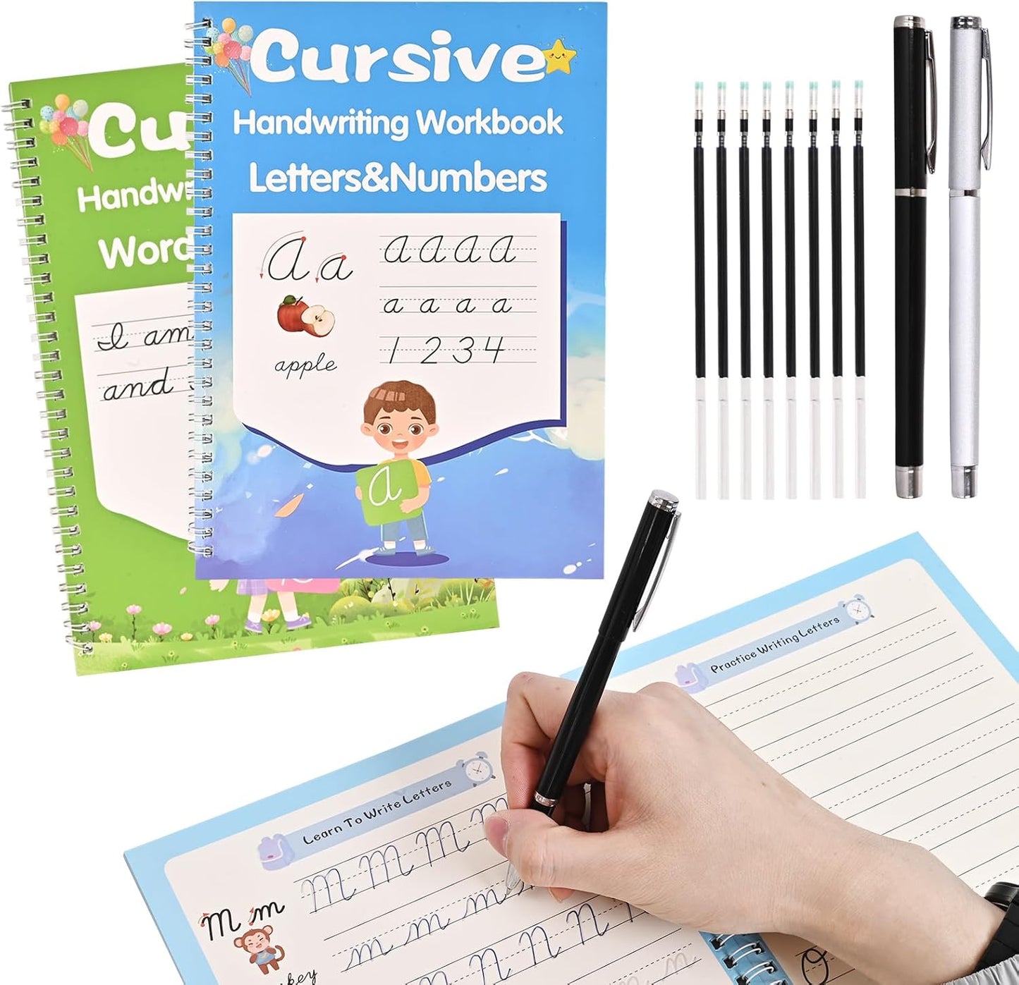 AALGO Grooved Cursive Handwriting Workbook,Magic Grooved Writing Practice Cursive for Children and Beginners,Learn Cursive Handwriting With Letters,Words and Sentences