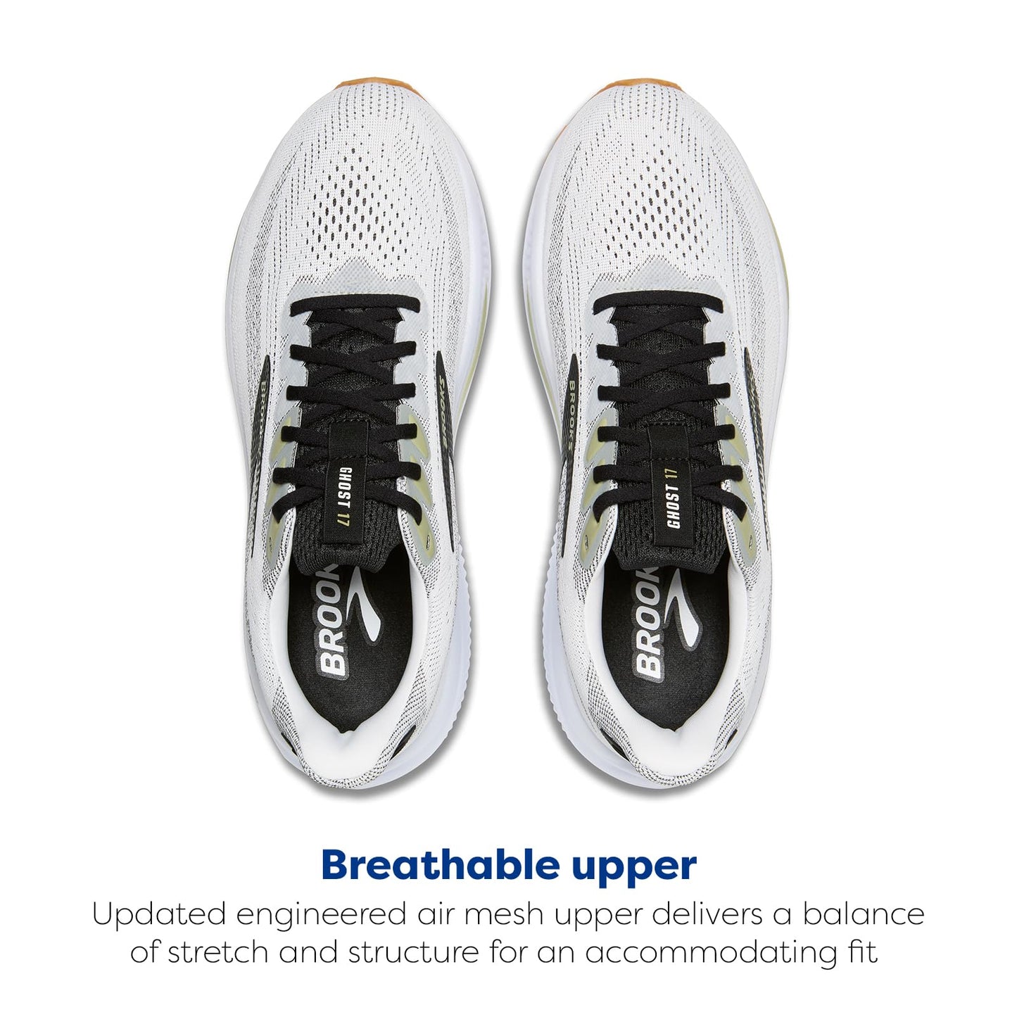 Brooks Men’s Ghost 17 Neutral Running Shoe - White/Black/Tea - 11.5 Medium