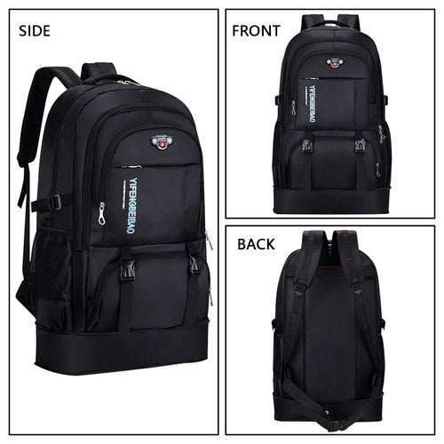 Wesoke 65L Hiking Backpack Black, Expandable Travel Hiking Daypacks, Waterproof Large Camping Backpack for Men Women, Foldable Lightweight Outdoor Sport Backpacking Backpack for Climbing Touringr
