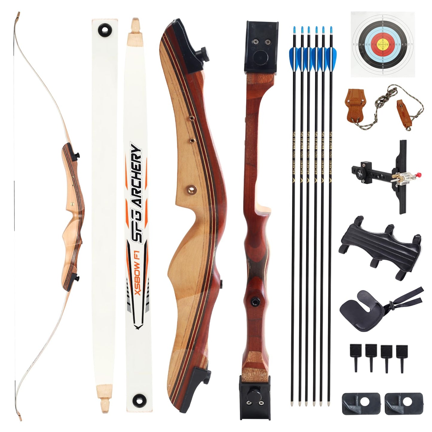 SOPOGER 54" Archery Set Adult Beginners - 20 lbs Takedown Recurve Bows for Adults Youth Teens Men Women Wood Longbow for Outdoor Target Arrow Practice Shooting Training