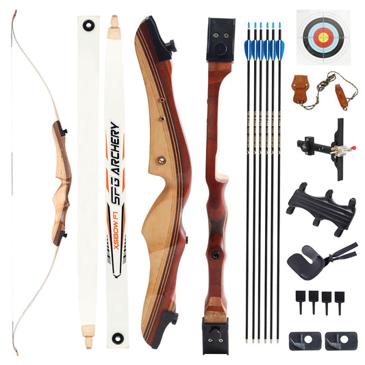 SOPOGER 54" Archery Set Adult Beginners - 20 lbs Takedown Recurve Bows for Adults Youth Teens Men Women Wood Longbow for Outdoor Target Arrow Practice Shooting Training