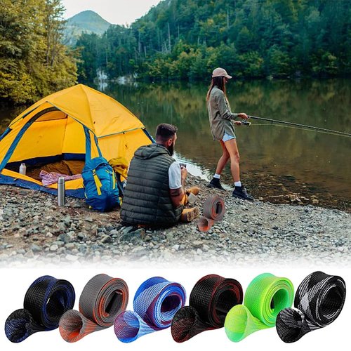 Yontree 6 Pack Fishing Rod Sleeve, Fishing Rod Cover Braided Mesh Rod Sleeves Socks, Fishing Pole Sleeve for Spinning/Casting/Sea/Fly Fishing Rod