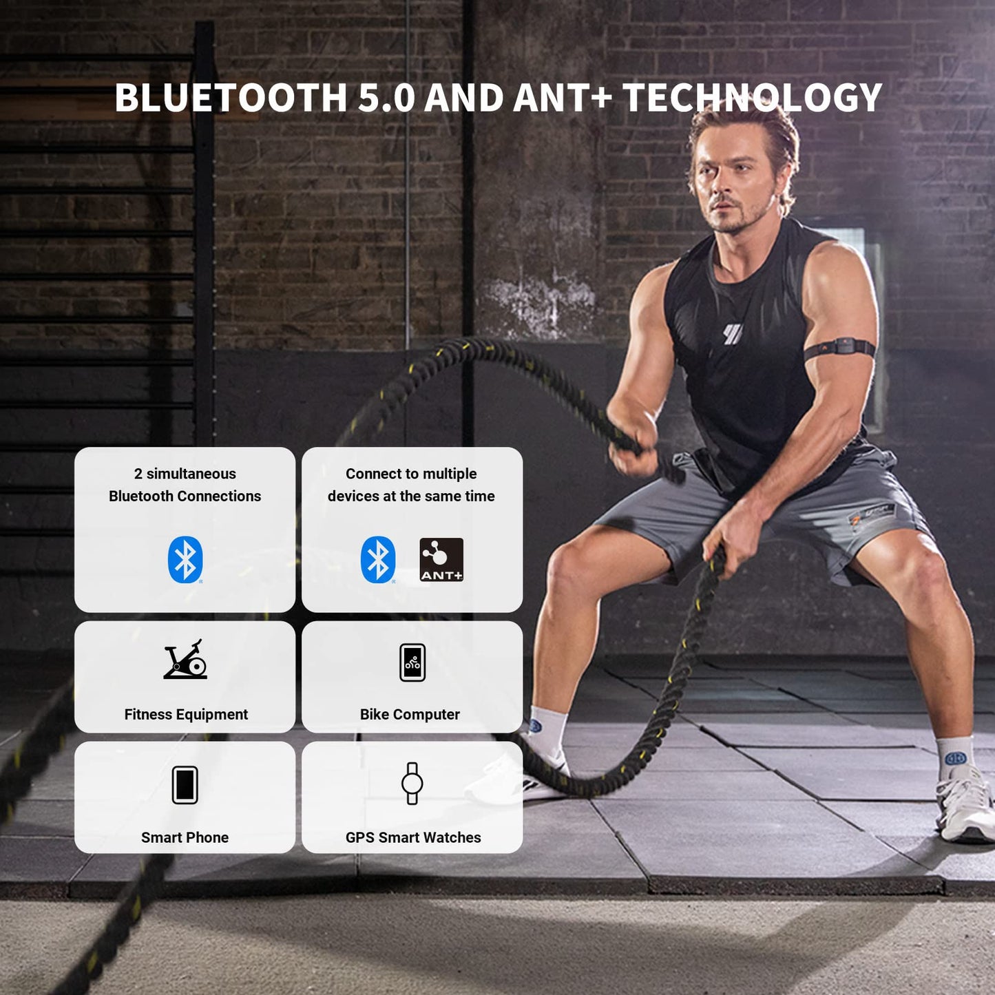 COOSPO HW9 Heart Rate Monitor Bluetooth ANT+ Armband with Accurate HR Zones/Calories Burned Data, HRM Optical Sensor for Fitness Training/Cycling/Running,Compatible with Peloton,DDP Yoga,Wahoo APP