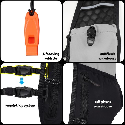 Vimapo Running Hydration Vest Backpack, Trail Running Vest for Men & Women, Water Backpack for Marathon, Hiking, Biking … (Grey)