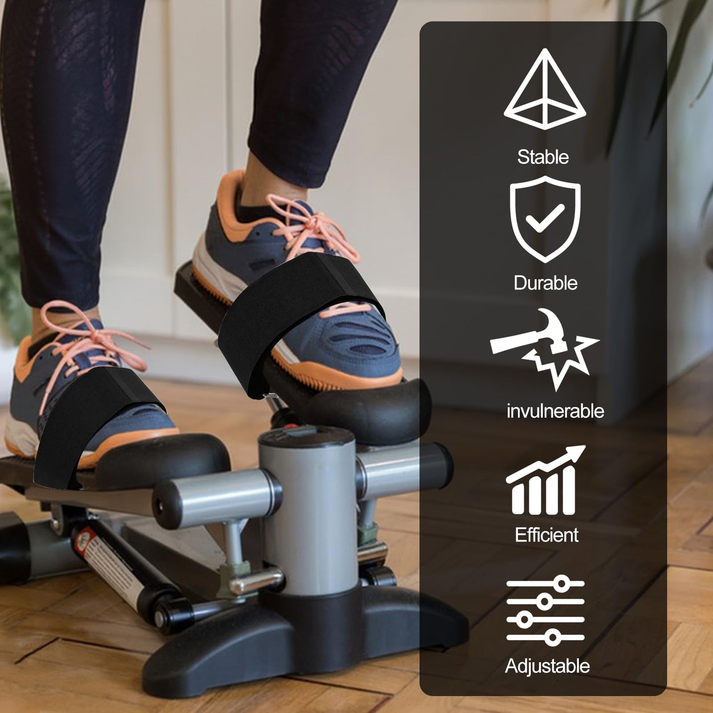 6pcs Adjustable Pedal Straps for Ellipse Leg Exerciser Machine, Feet Pedal Strap Under The Desk Leg Training Exerciser Fitness Strap Home Office Sports Accessories for Fit Foot Prevent Slipping