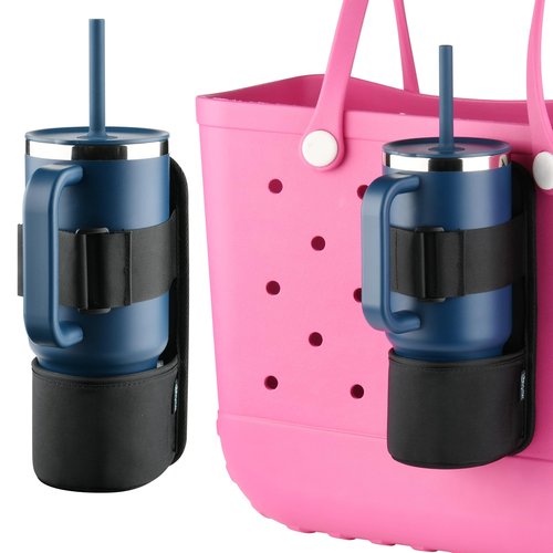 Beautyflier Cup Holder for Stanley, 40 oz Water Bottle Accessories Compatible with Bogg Bag and Simple Modern Beach Tote, Large Drink Holder with Adjustable Cup Holder, Great for Travel