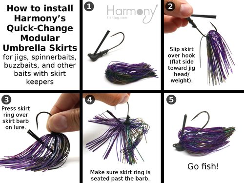 Harmony Fishing – Quick Change Modular Umbrella Skirts for Fishing Jigs, Spinnerbaits, Buzzbaits, Lures, Baits (10 Pack) (White/Chartreuse)