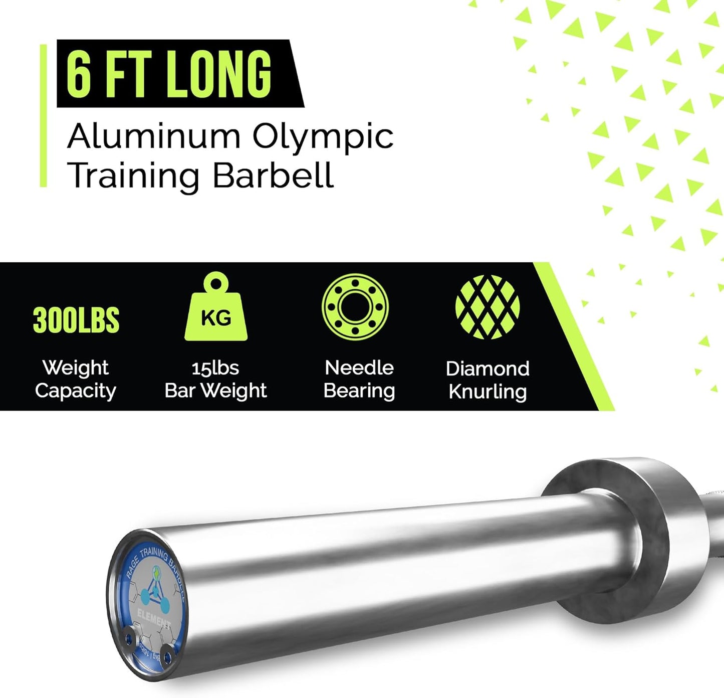 Olympic Training Barbell - 6FT 15LB & 7FT 45LB | 300LB & 1500LB Capacity | Ideal for Home & Commercial Gym Weightlifting