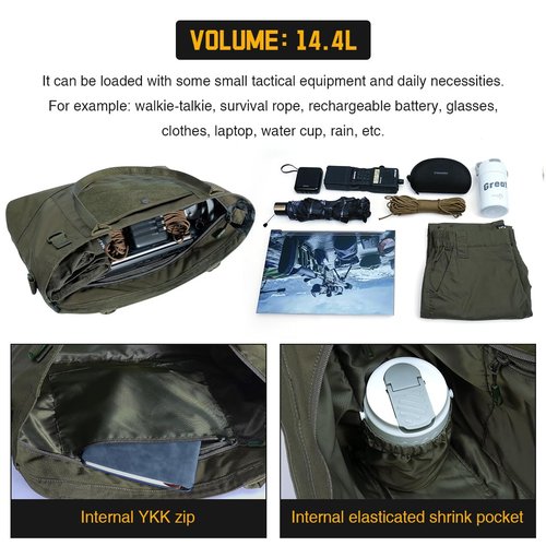 IDOGEAR Tactical Handheld Tote Pouch Multiuse Zipper Storage Bag Portable EDC Organizer For Camping Traveling Gym Commute(Ranger Green)
