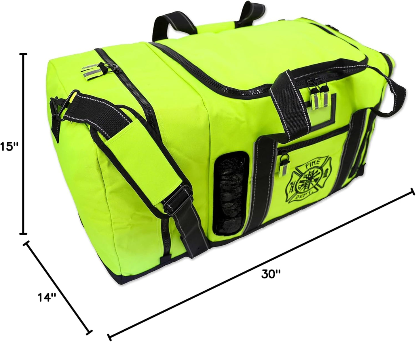 Lightning X Products Newly Redesigned Firefighter Fireman Quad-Vent Turnout Gear Bag with Helmet Compartment, Mesh Vents & Maltese Cross for First Responder (Red)