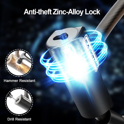 BANGTING Electric Scooter Lock, Bike Locks, 120cm/12mm Bike Lock Cable, Bike Lock with 2 Key for Bicycle/Scooter/Ebike/Stroller/Kids Bike/Moped